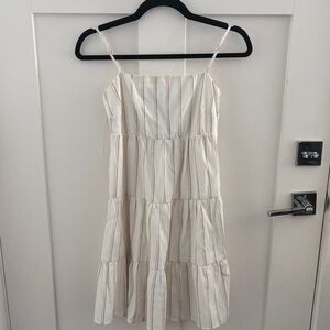 Almost Famous Cream and Brown Striped Midi Dress